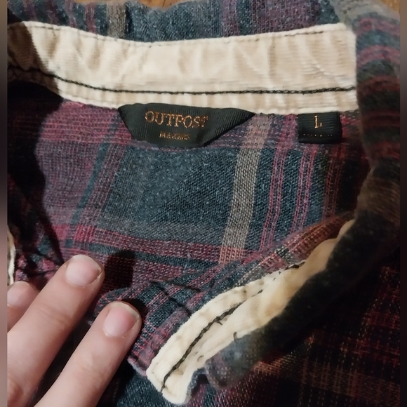 Outpost Men's Plaid Long Sleeve Shirt - Blue and Red - Picture 2 of 4